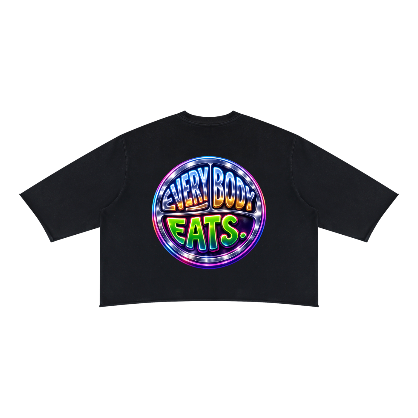 EVERYBODY EATS: AT MIDNIGHT - Unisex Mineral Wash Raw Hem Boxy T-Shirt