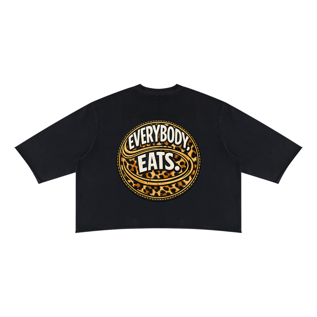 EVERYBODY EATS: CHEETAH - Unisex Mineral Wash Raw Hem Boxy T-Shirt
