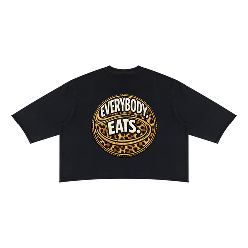 EVERYBODY EATS: CHEETAH - Unisex Mineral Wash Raw Hem Boxy T-Shirt