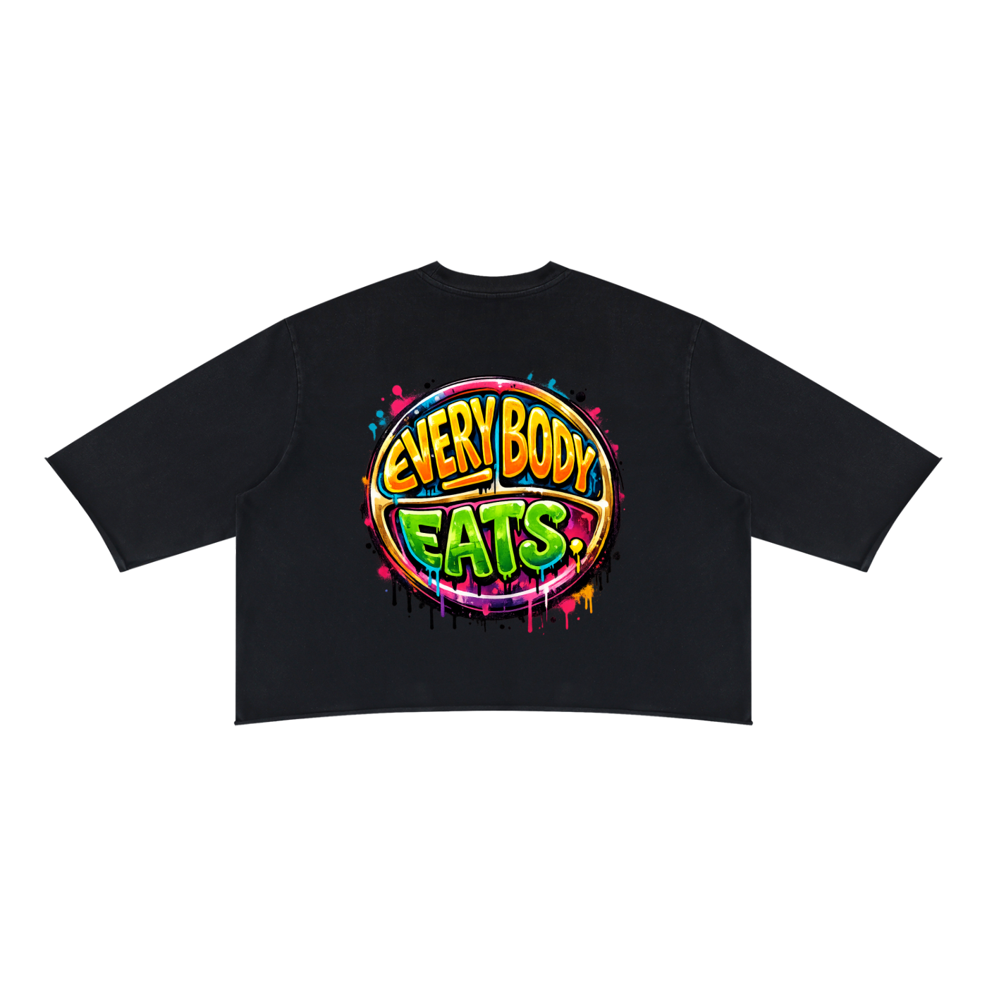 EVERYBODY EATS: PAINT - Unisex Mineral Wash Raw Hem Boxy T-Shirt