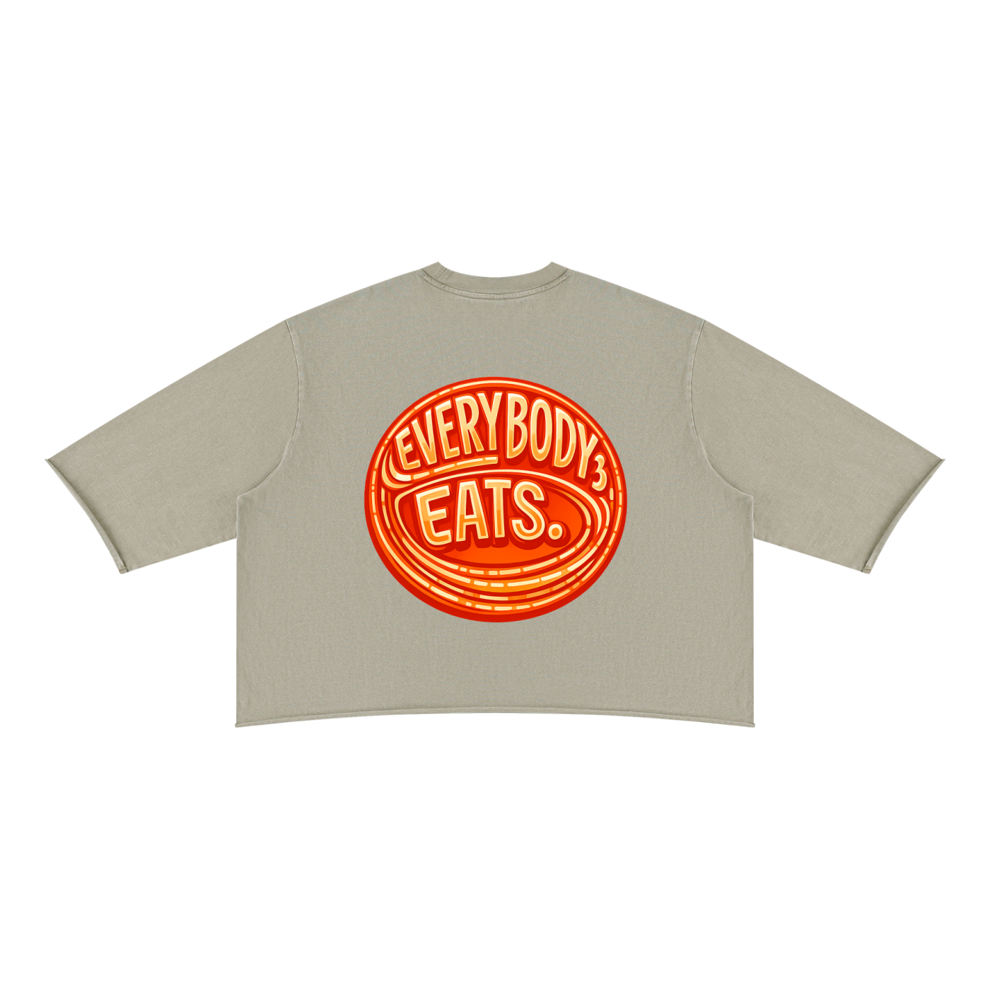 EVERYBODY EATS: ORANGE JUBILEE - Unisex Mineral Wash Raw Hem Boxy T-Shirt