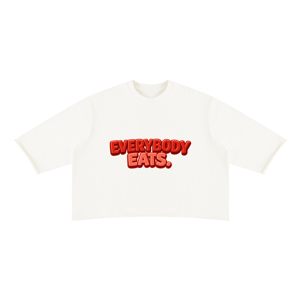 EVERYBODY EATS: WILD CHERRY - Unisex Mineral Wash Raw Hem Boxy T-Shirt