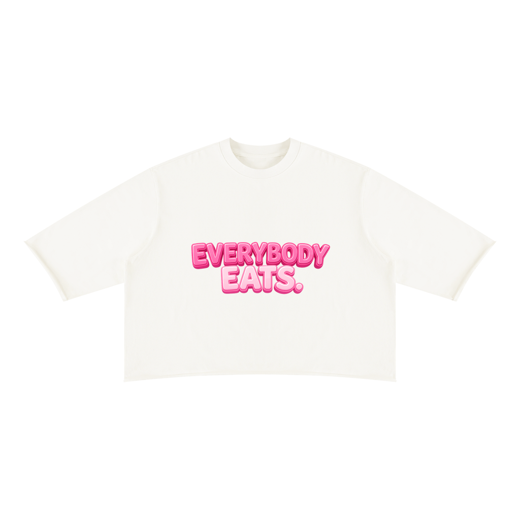 EVERYBODY EATS: STRAWBERRIES - Unisex Mineral Wash Raw Hem Boxy T-Shirt