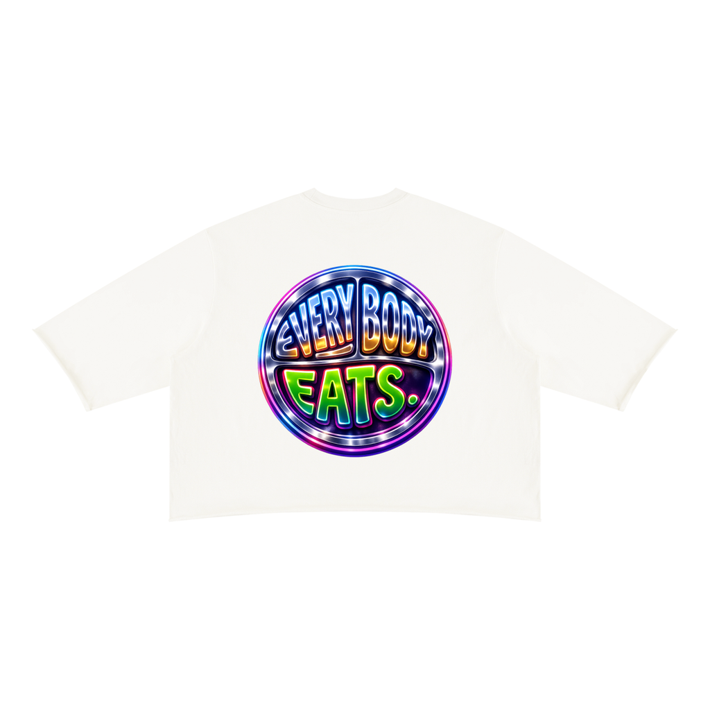 EVERYBODY EATS: AT MIDNIGHT - Unisex Mineral Wash Raw Hem Boxy T-Shirt
