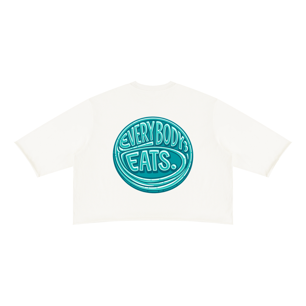 EVERYBODY EATS: BLUE RASPBERRIES - Unisex Mineral Wash Raw Hem Boxy T-Shirt