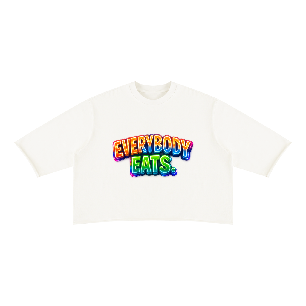 EVERYBODY EATS: AT MIDNIGHT - Unisex Mineral Wash Raw Hem Boxy T-Shirt