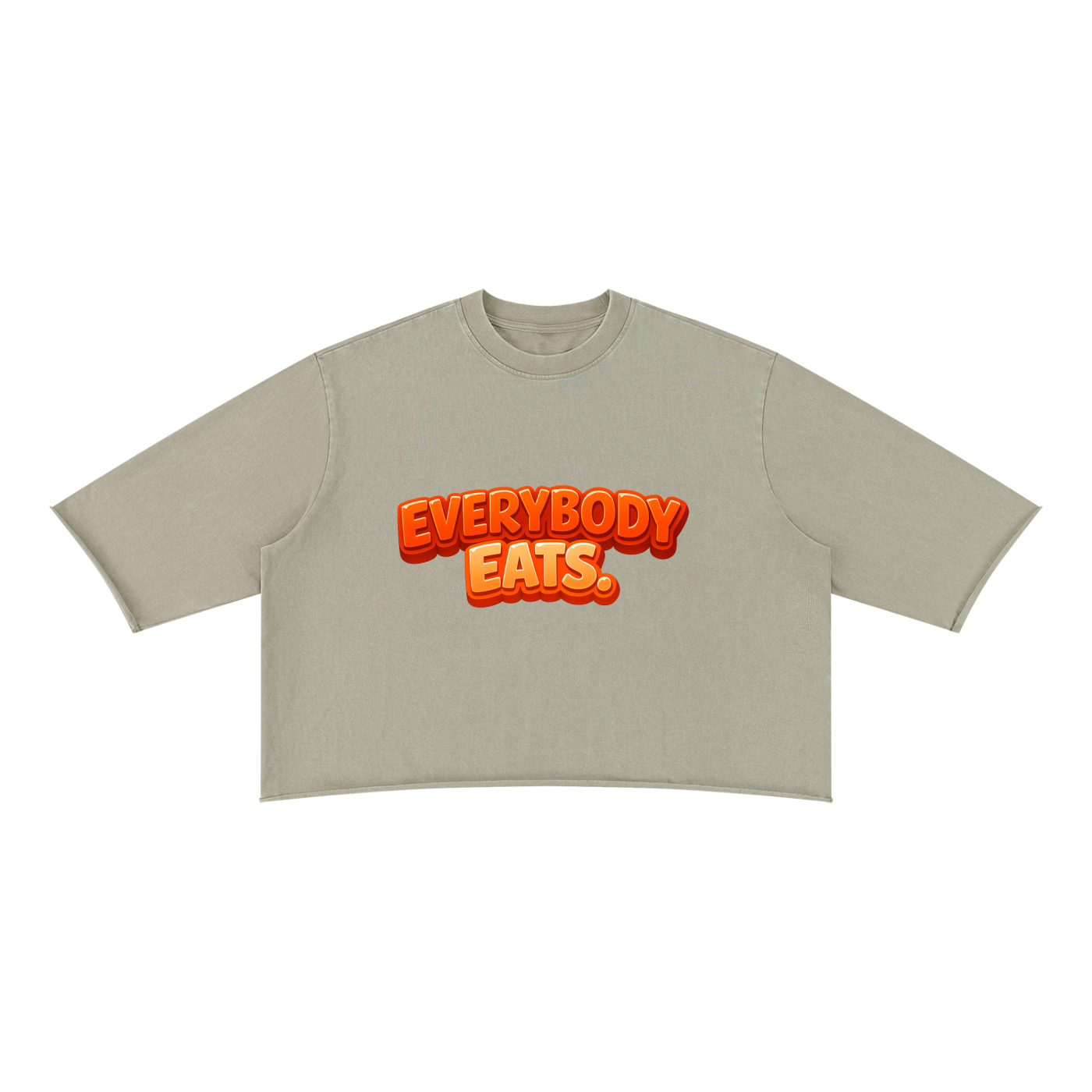 EVERYBODY EATS: MANDARIN - Unisex Mineral Wash Raw Hem Boxy T-Shirt