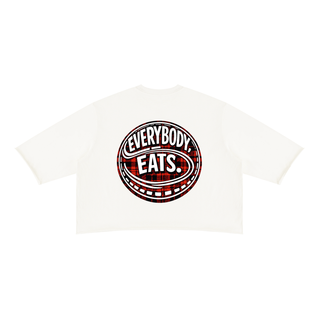 EVERYBODY EATS: PLAID - Unisex Mineral Wash Raw Hem Boxy T-Shirt