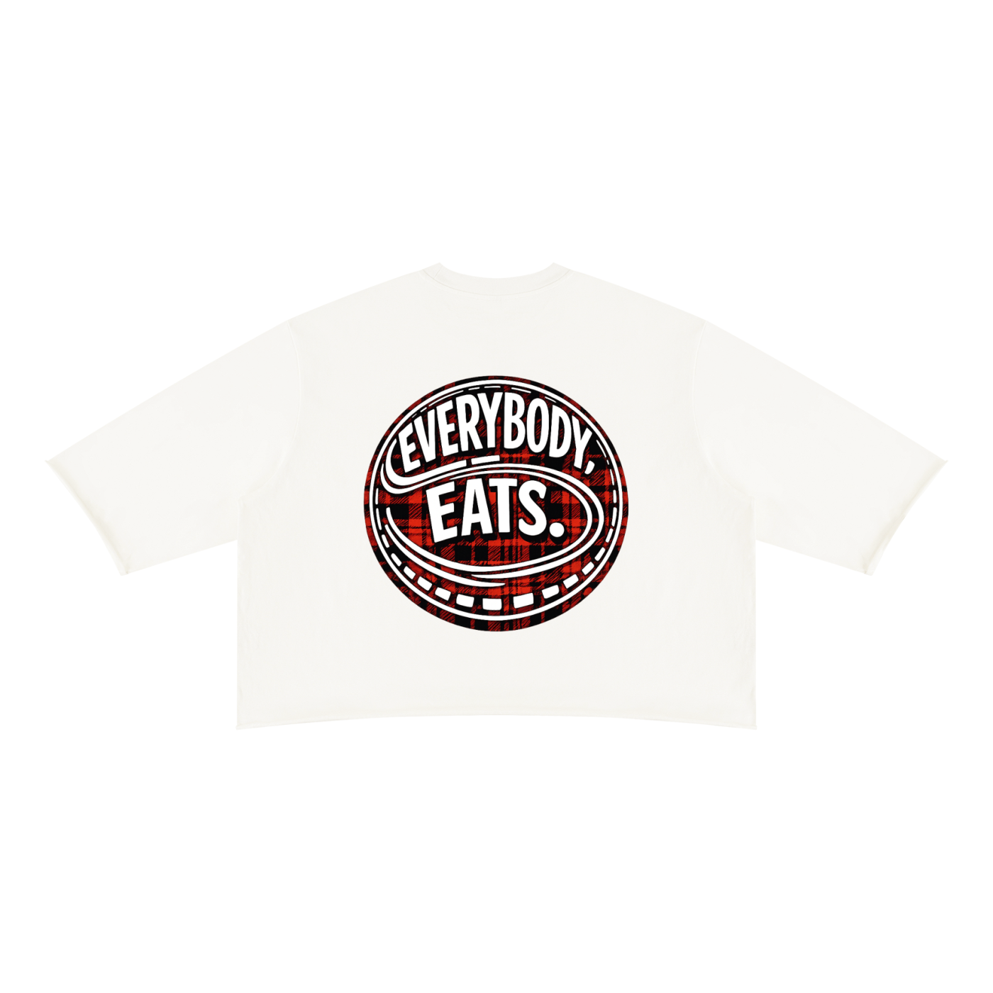 EVERYBODY EATS: PLAID - Unisex Mineral Wash Raw Hem Boxy T-Shirt