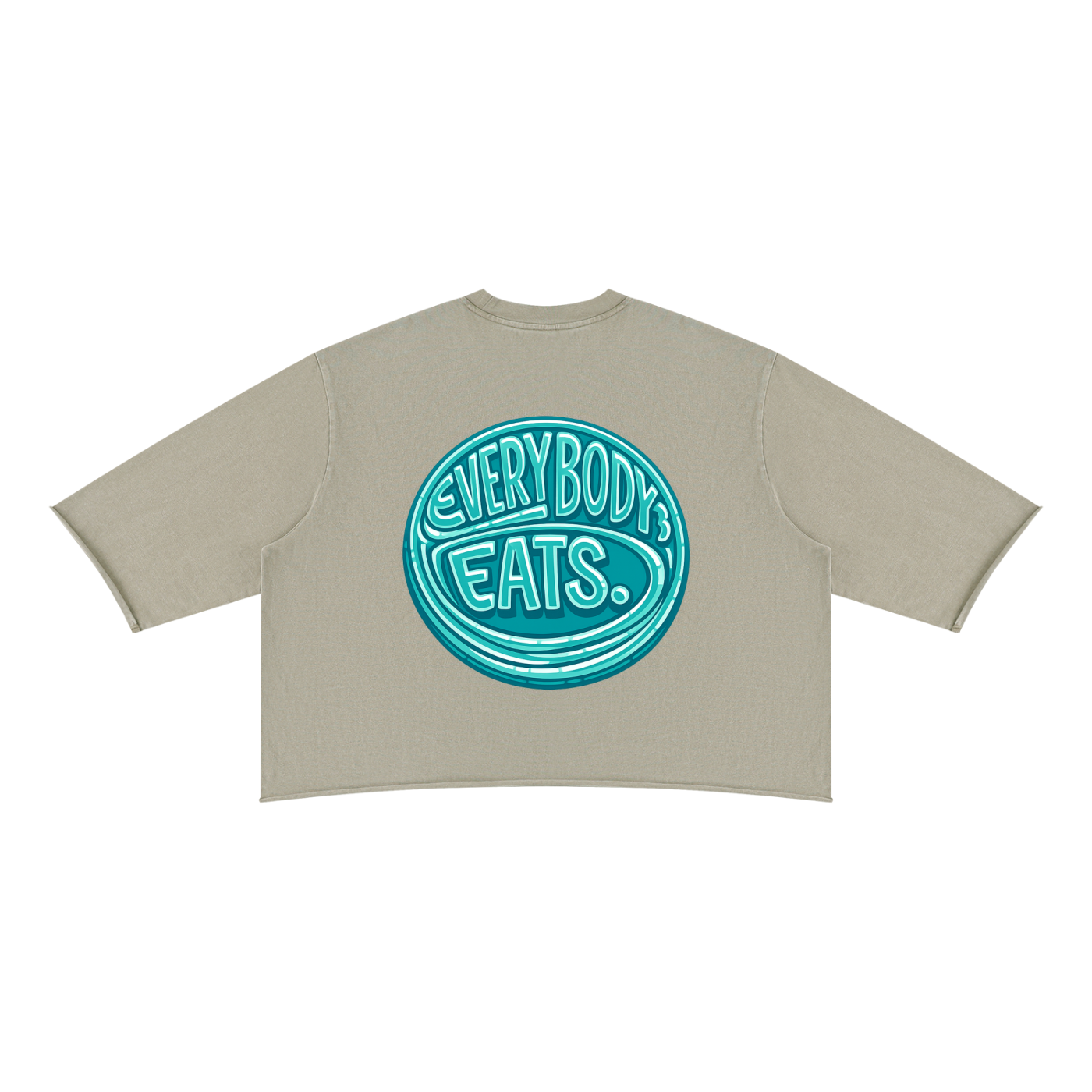 EVERYBODY EATS: BLUE RASPBERRIES - Unisex Mineral Wash Raw Hem Boxy T-Shirt