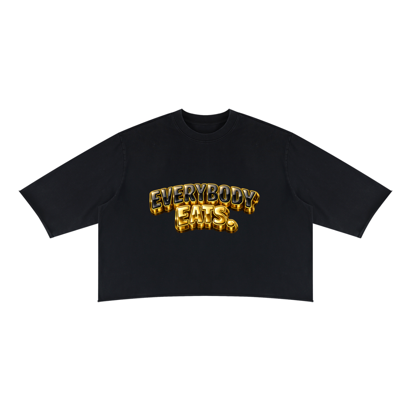 EVERYBODY EATS: CHROME - Unisex Mineral Wash Raw Hem Boxy T-Shirt