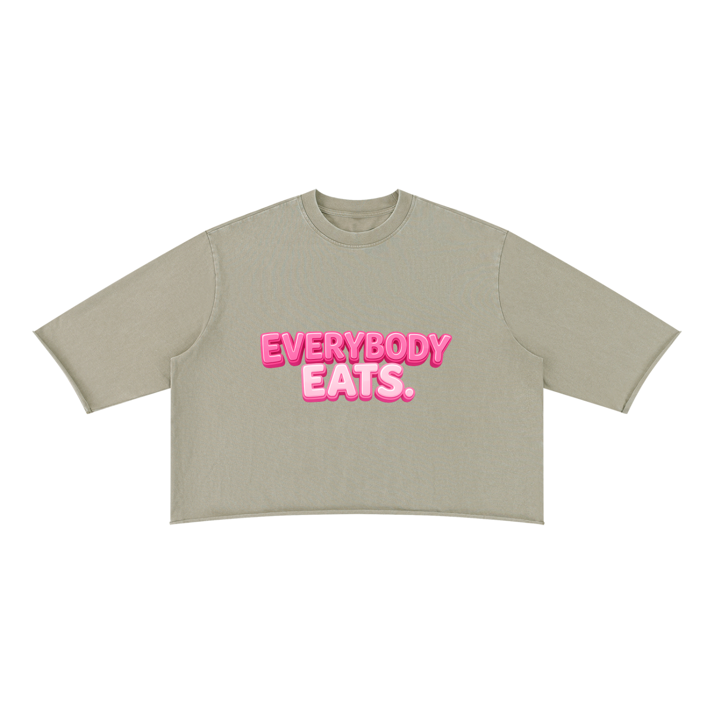 EVERYBODY EATS: BUBBLEGUM - Unisex Mineral Wash Raw Hem Boxy T-Shirt