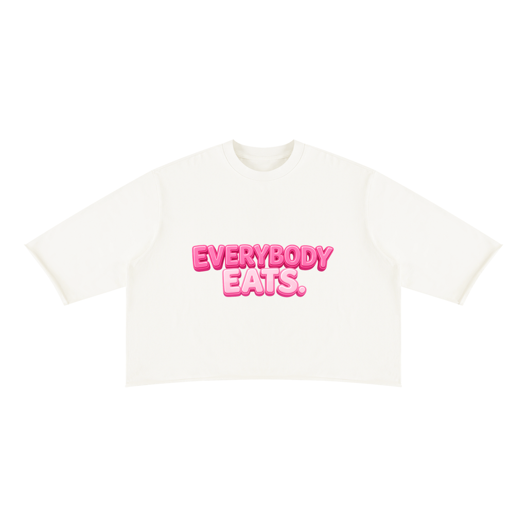 EVERYBODY EATS: BUBBLEGUM - Unisex Mineral Wash Raw Hem Boxy T-Shirt