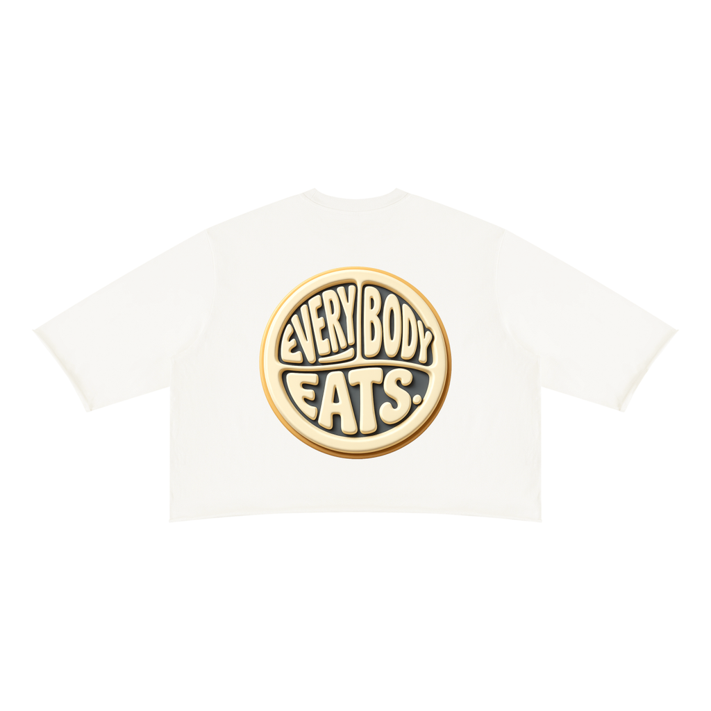 EVERYBODY EATS: VANILLA CREAM - Unisex Mineral Wash Raw Hem Boxy T-Shirt