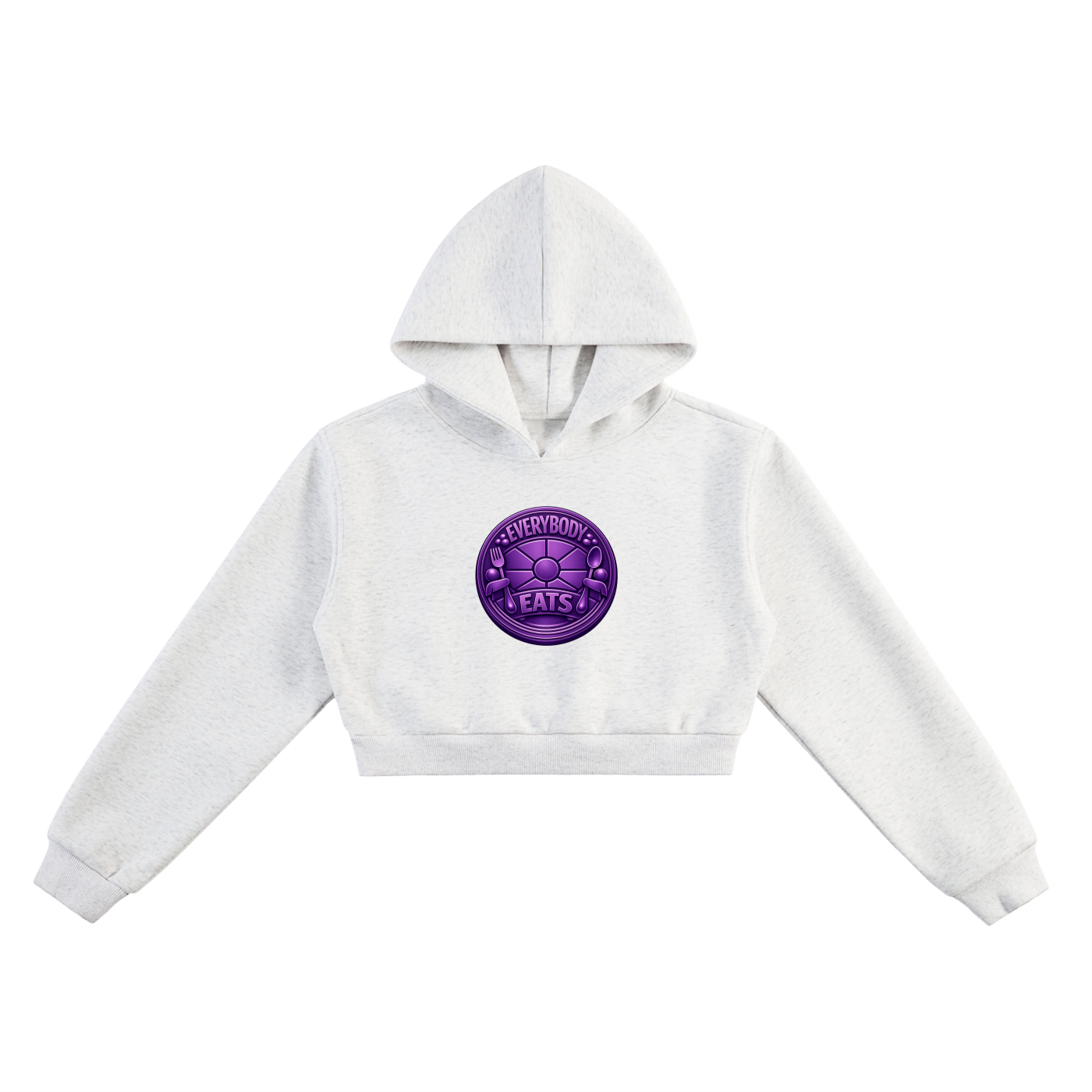 EVERYBODY EATS: TABLE MANNERS | TYRIAN PURPLE - Essential Cropped Hoodie