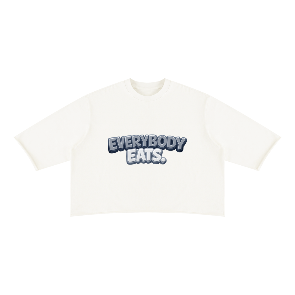 EVERYBODY EATS: TIMBERWOLF - Unisex Mineral Wash Raw Hem Boxy T-Shirt