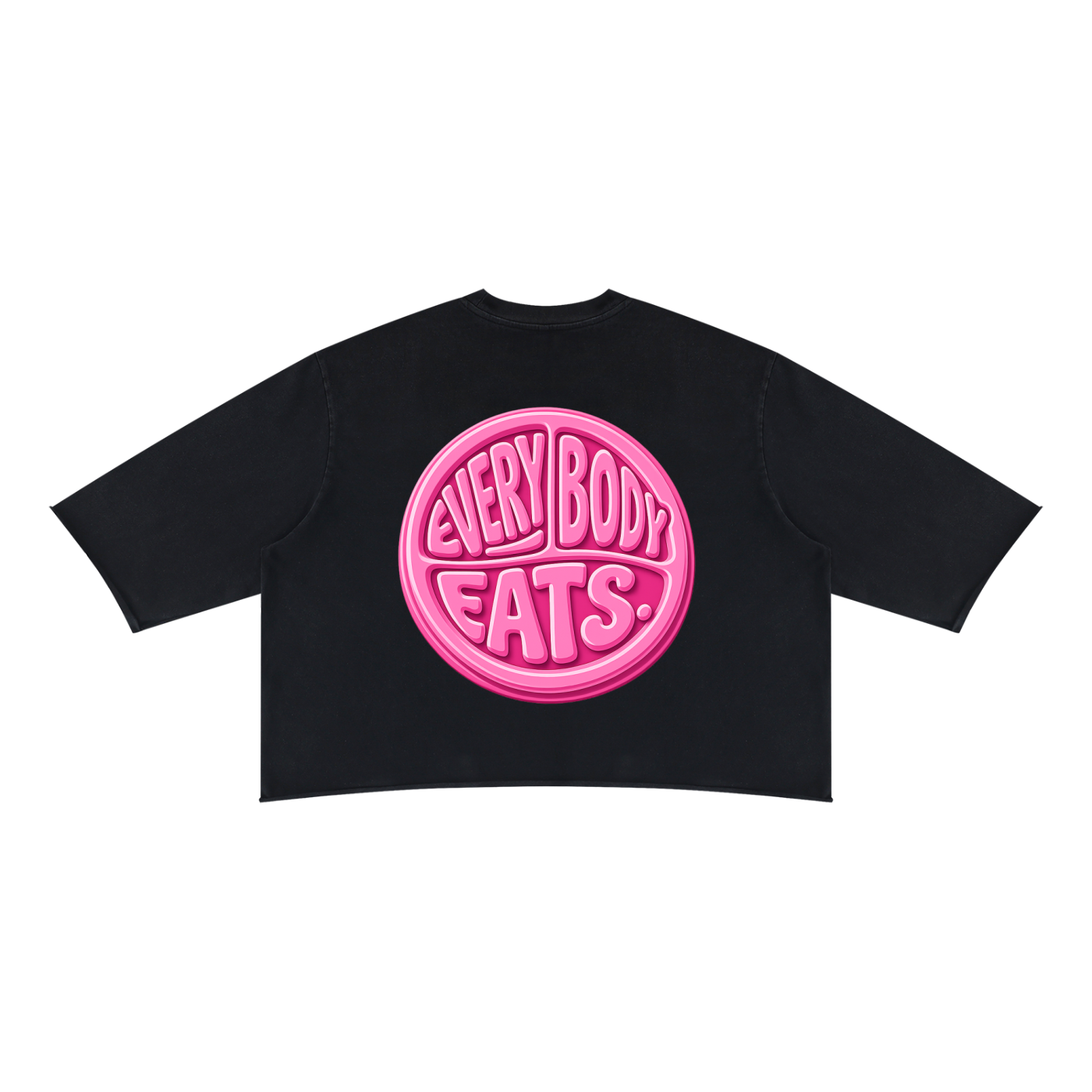 EVERYBODY EATS: BUBBLEGUM - Unisex Mineral Wash Raw Hem Boxy T-Shirt