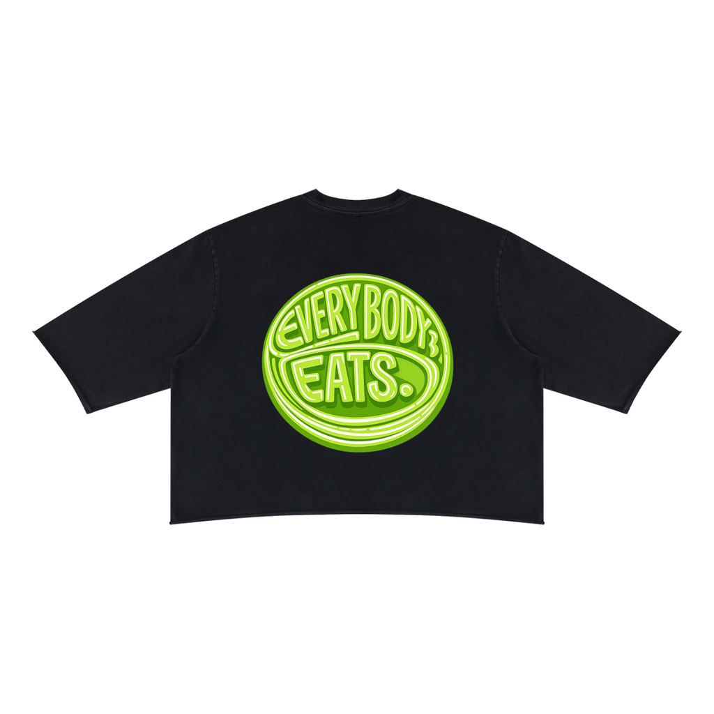 EVERYBODY EATS: LIME - Unisex Mineral Wash Raw Hem Boxy T-Shirt