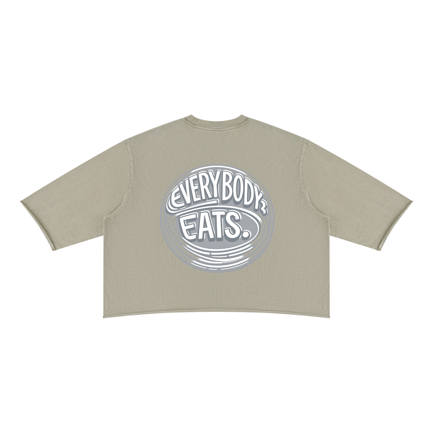 EVERYBODY EATS: TIMBERWOLF - Unisex Mineral Wash Raw Hem Boxy T-Shirt