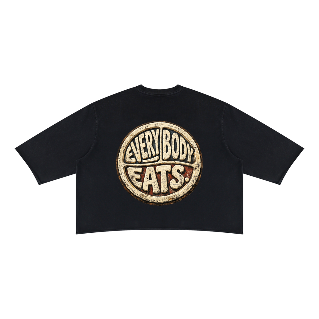 EVERYBODY EATS: DIRT - Unisex Mineral Wash Raw Hem Boxy T-Shirt