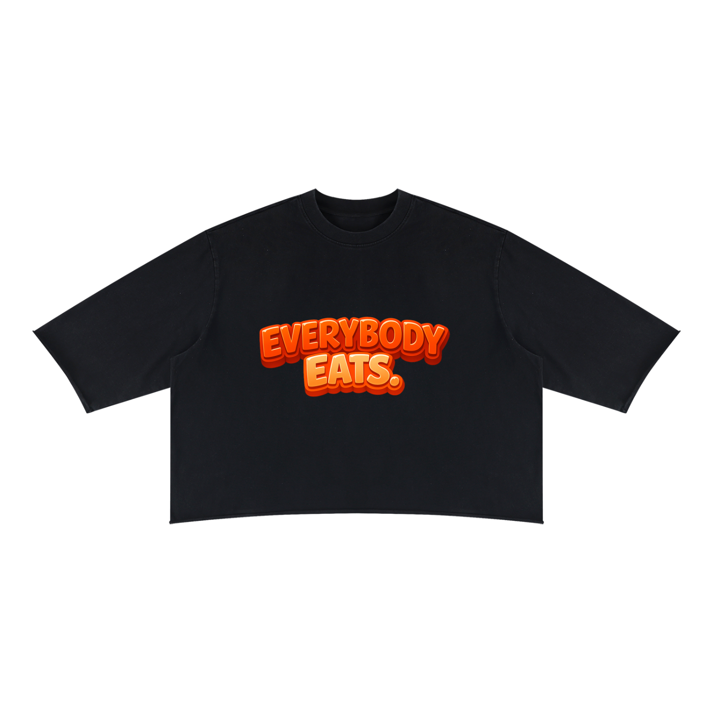 EVERYBODY EATS: MANDARIN - Unisex Mineral Wash Raw Hem Boxy T-Shirt