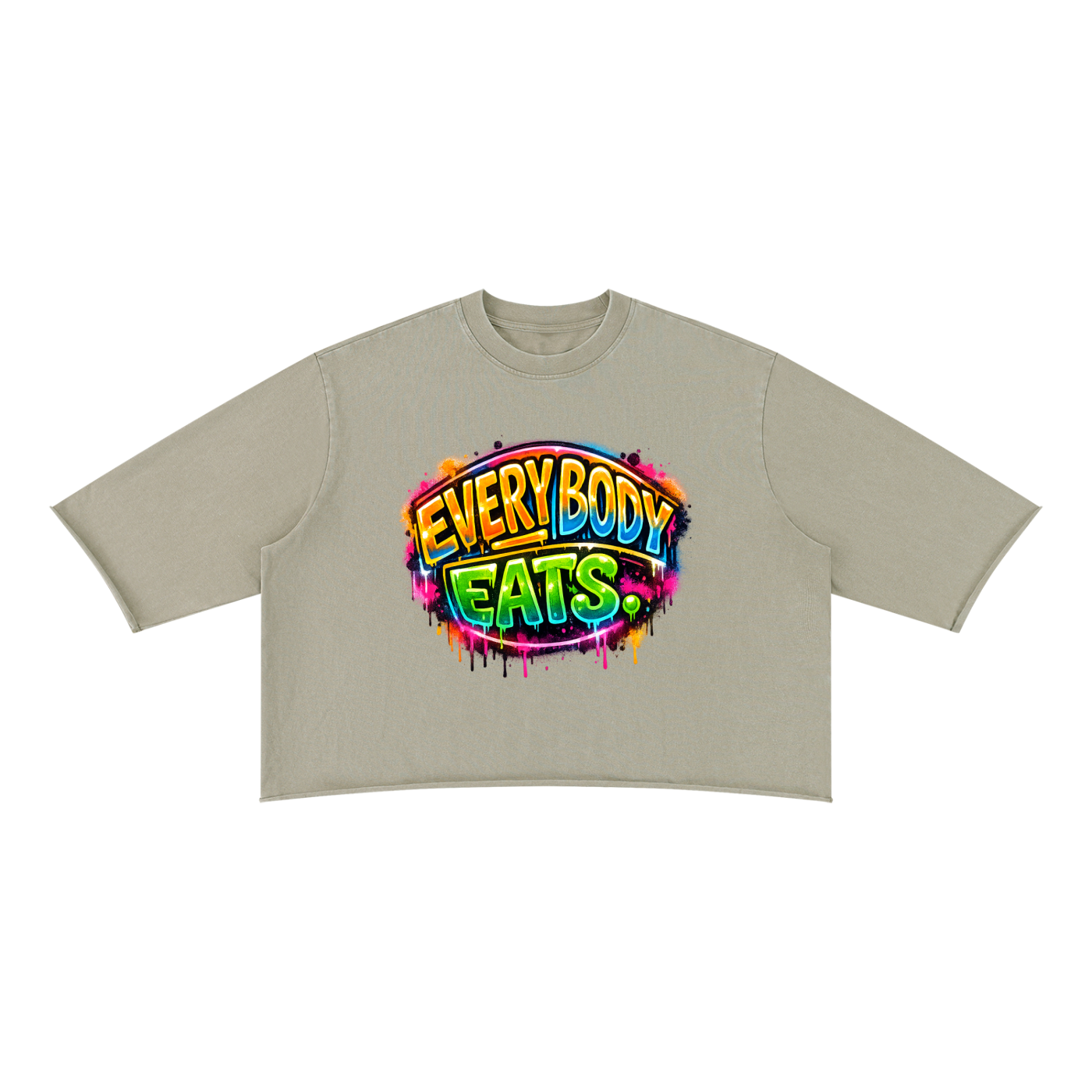 EVERYBODY EATS: PAINT - Unisex Mineral Wash Raw Hem Boxy T-Shirt