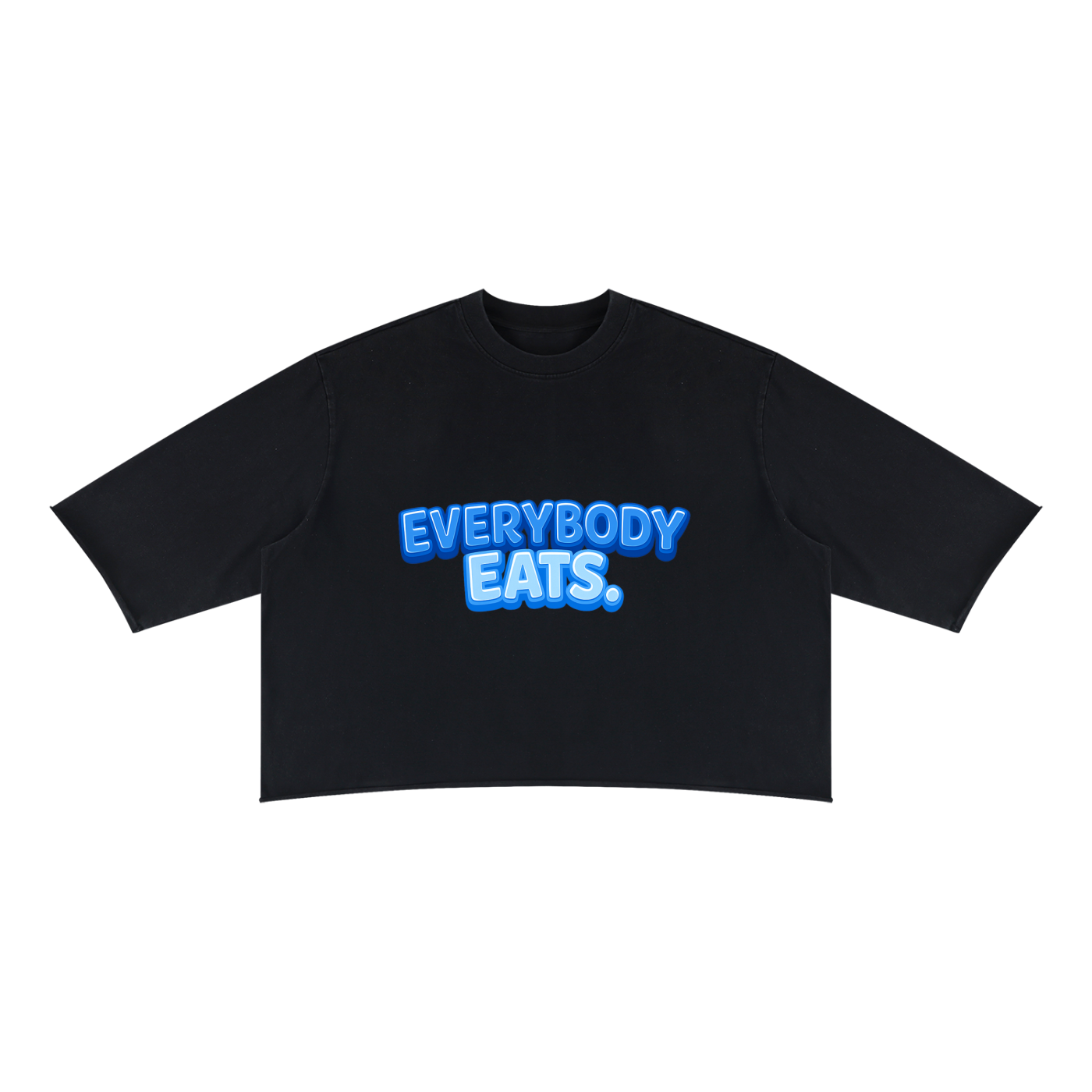 EVERYBODY EATS: BLUE SKY - Unisex Mineral Wash Raw Hem Boxy T-Shirt