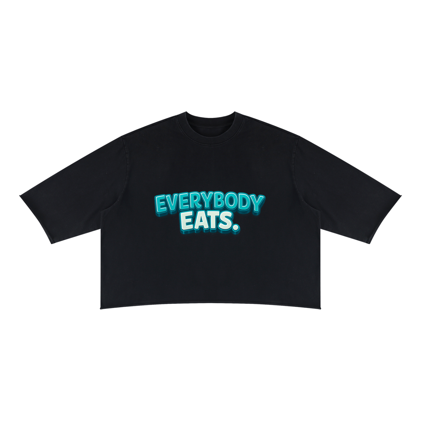 EVERYBODY EATS: BLUE RASPBERRIES - Unisex Mineral Wash Raw Hem Boxy T-Shirt