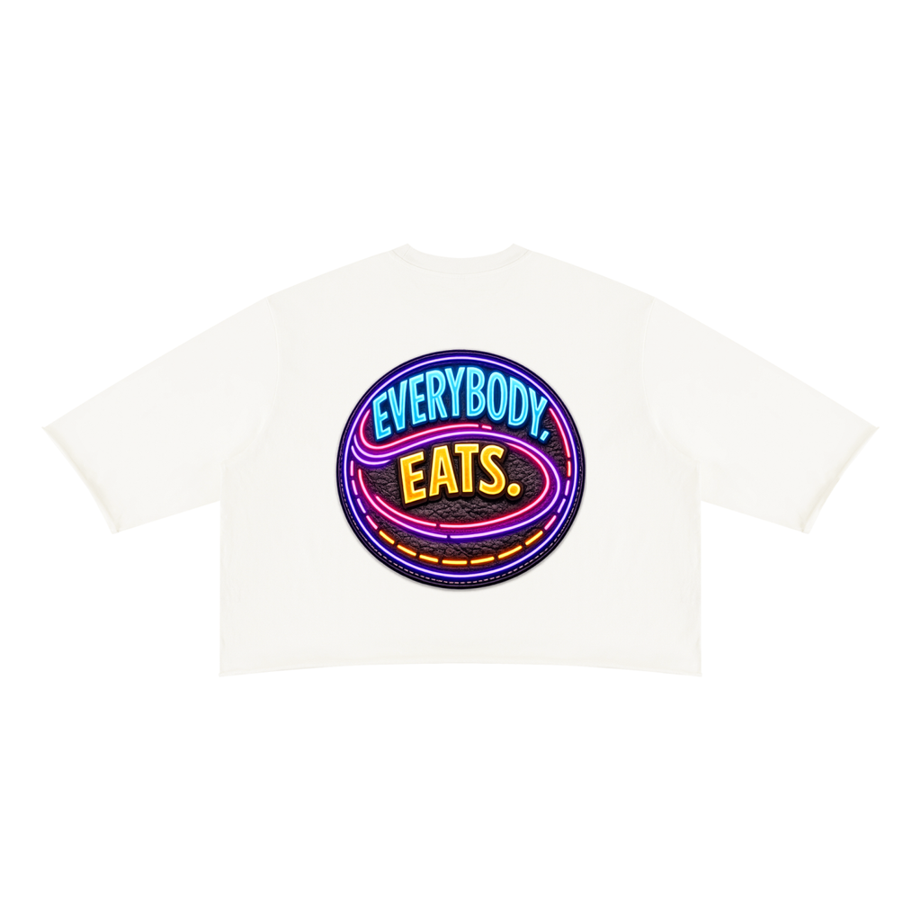 EVERYBODY EATS: LED - Unisex Mineral Wash Raw Hem Boxy T-Shirt