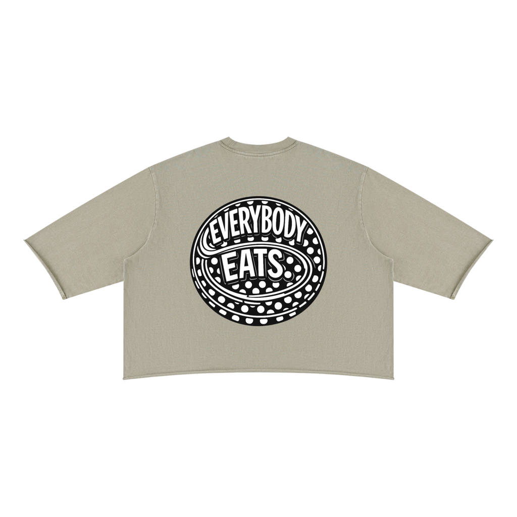 EVERYBODY EATS: POLKA DOTS - Unisex Mineral Wash Raw Hem Boxy T-Shirt