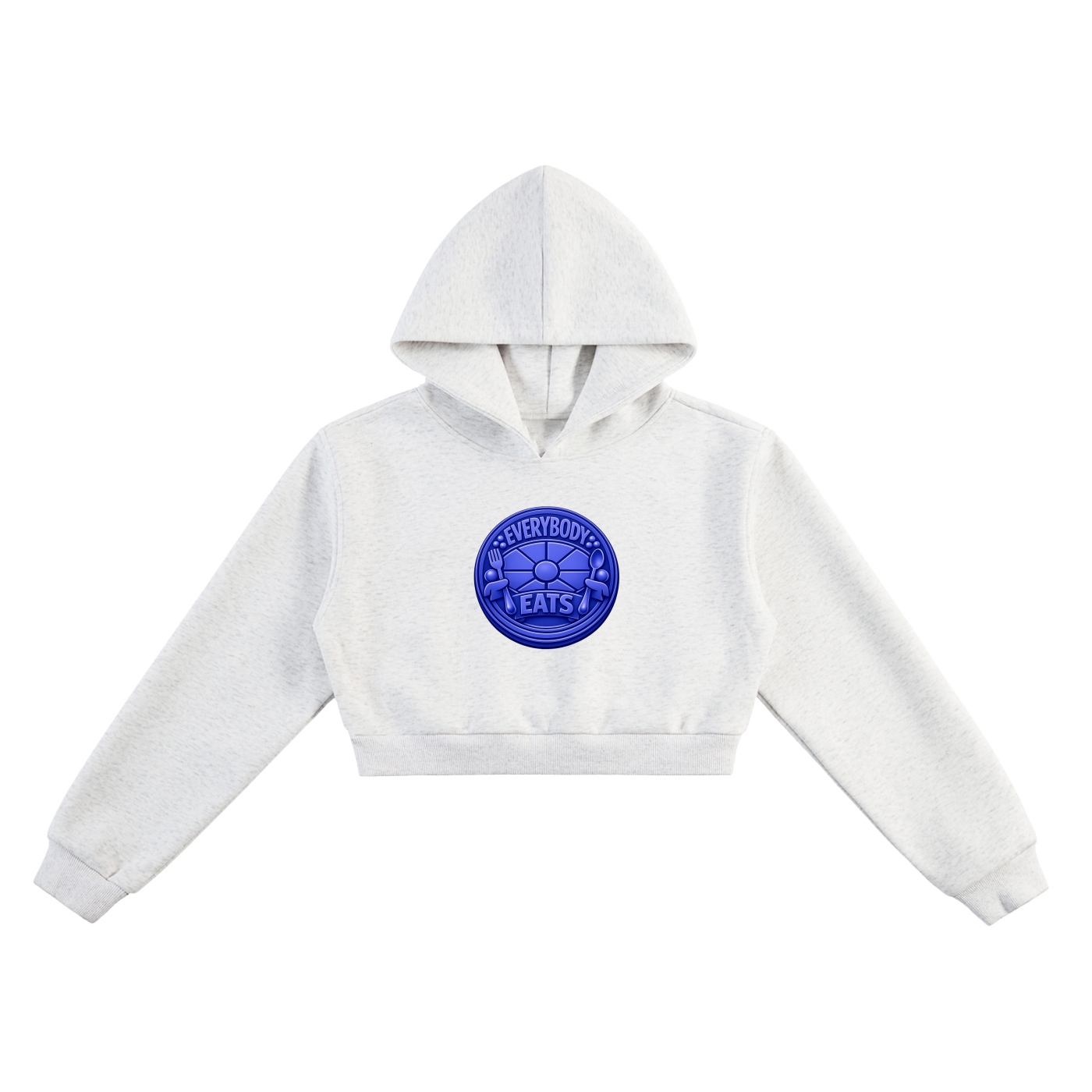 EVERYBODY EATS: TABLE MANNERS | INTERNATIONAL KLEIN BLUE - Essential Cropped Hoodie