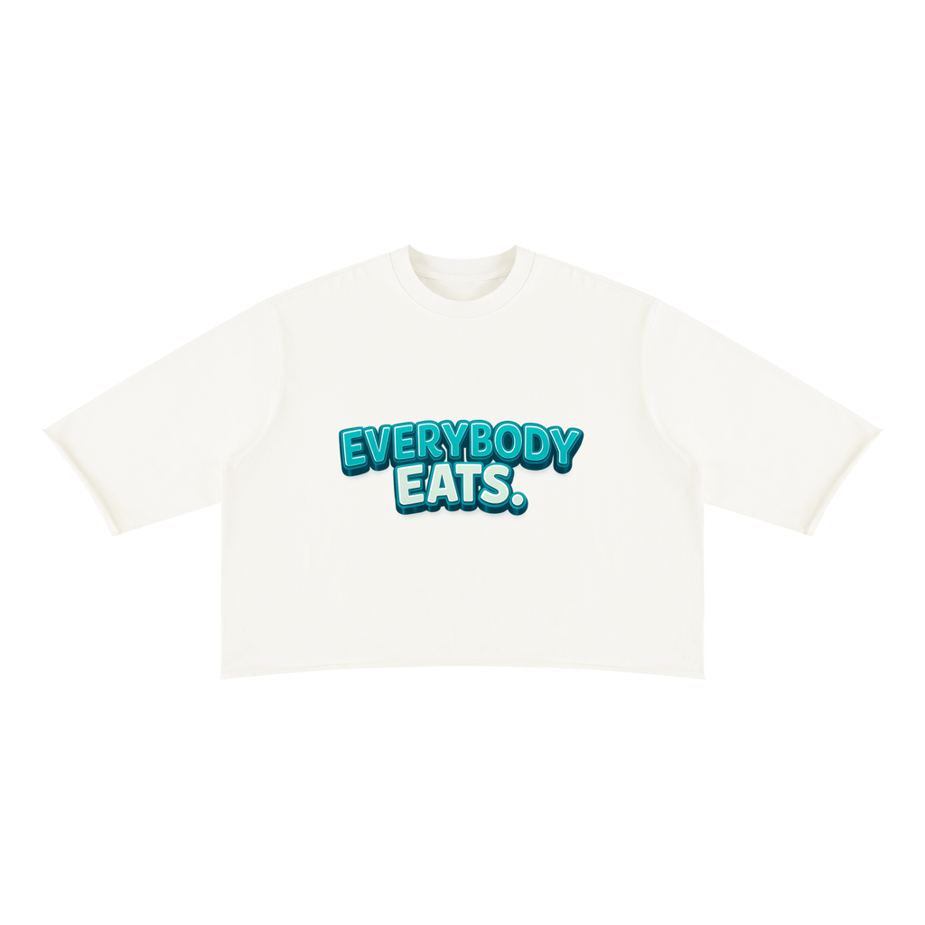 EVERYBODY EATS: BLUE RASPBERRIES - Unisex Mineral Wash Raw Hem Boxy T-Shirt