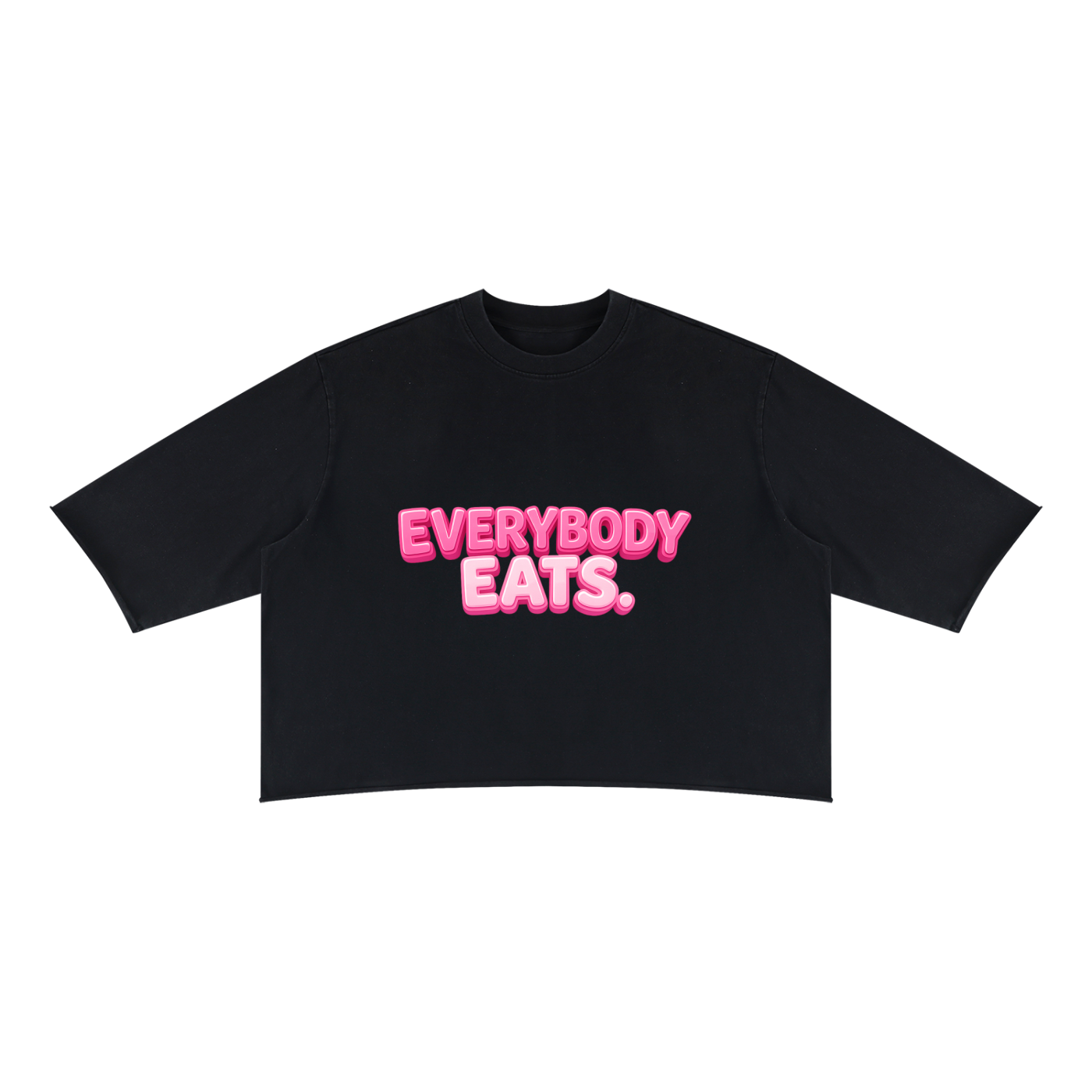 EVERYBODY EATS: BUBBLEGUM - Unisex Mineral Wash Raw Hem Boxy T-Shirt