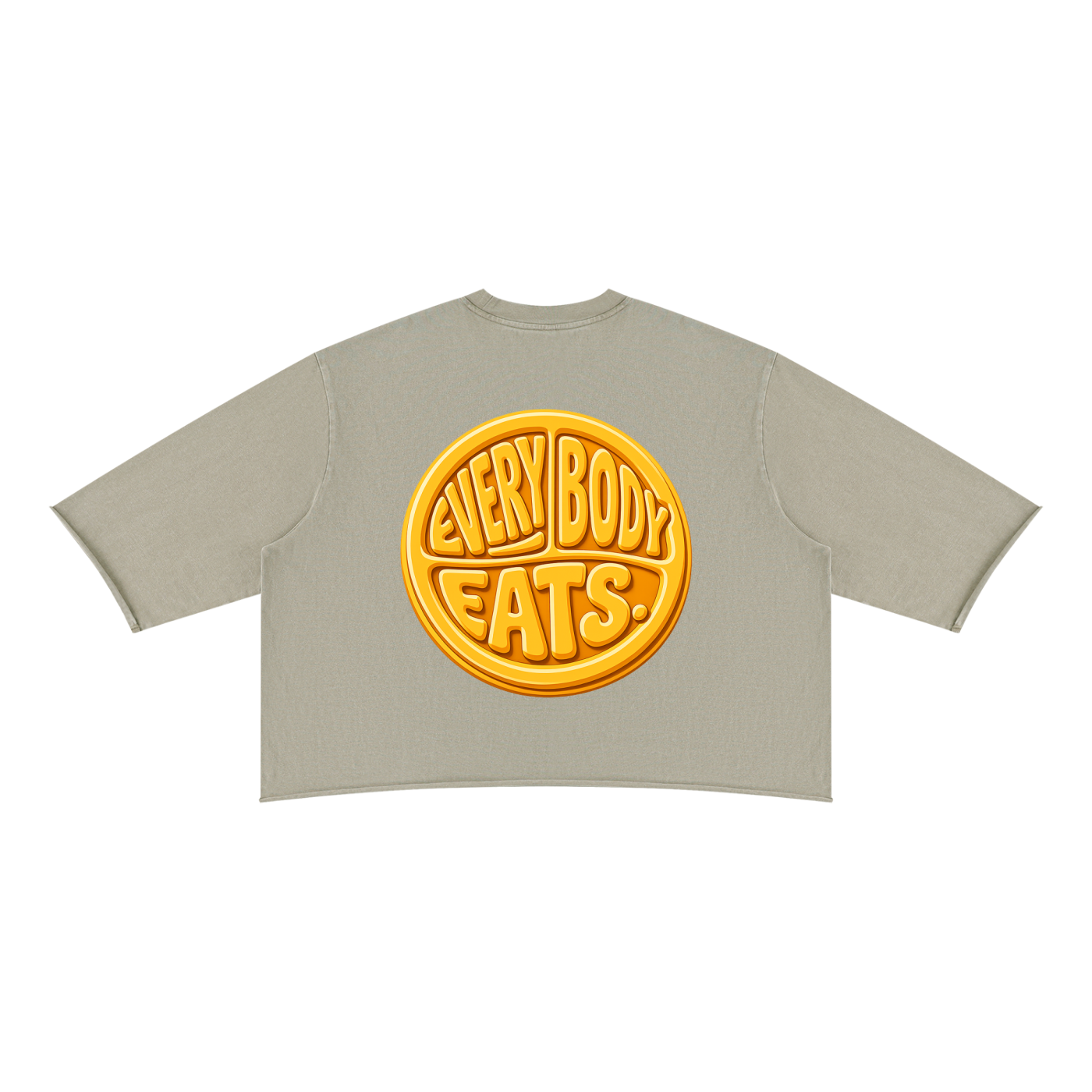 EVERYBODY EATS: MAC N CHEESE - Unisex Mineral Wash Raw Hem Boxy T-Shirt