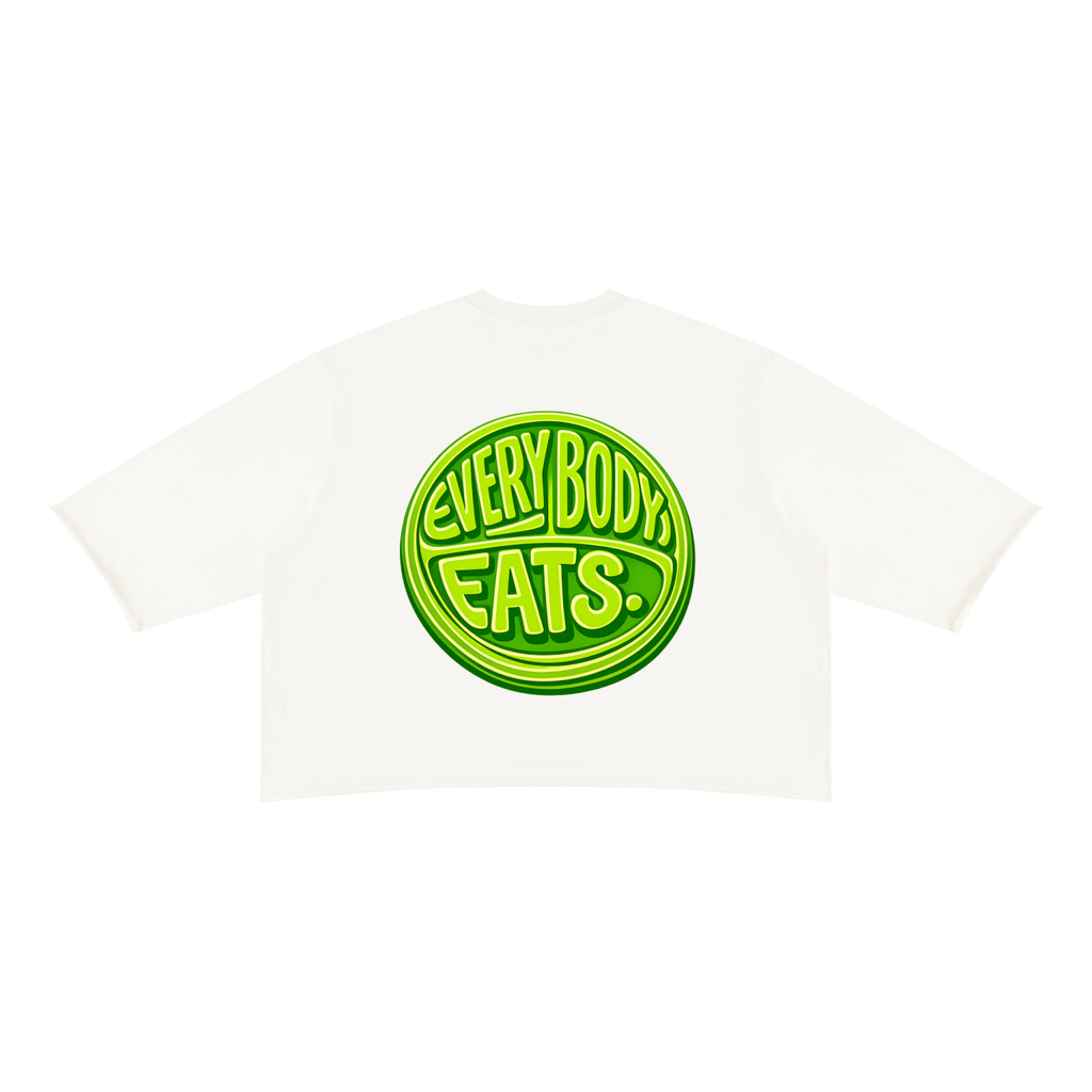 EVERYBODY EATS: GREEN APPLES - Unisex Mineral Wash Raw Hem Boxy T-Shirt
