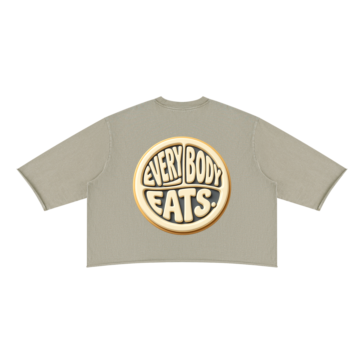EVERYBODY EATS: VANILLA CREAM - Unisex Mineral Wash Raw Hem Boxy T-Shirt