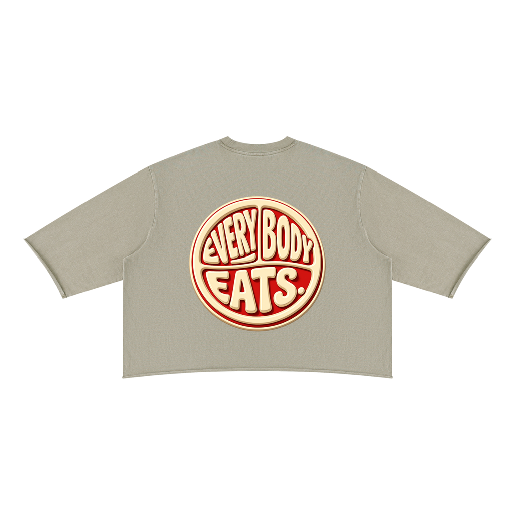 EVERYBODY EATS: CHERRY VANILLA COKE - Unisex Mineral Wash Raw Hem Boxy T-Shirt
