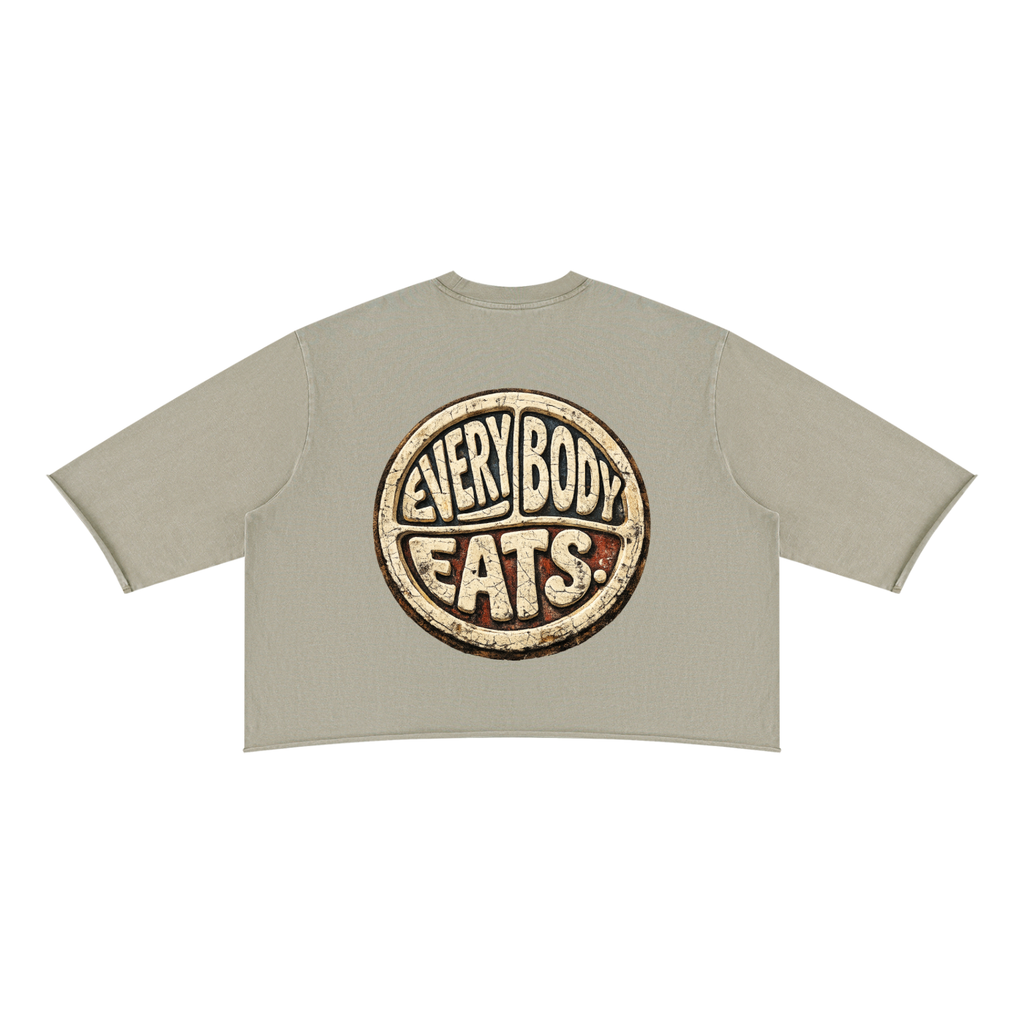 EVERYBODY EATS: DIRT - Unisex Mineral Wash Raw Hem Boxy T-Shirt