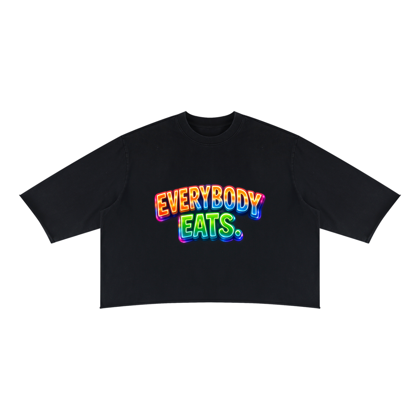 EVERYBODY EATS: AT MIDNIGHT - Unisex Mineral Wash Raw Hem Boxy T-Shirt