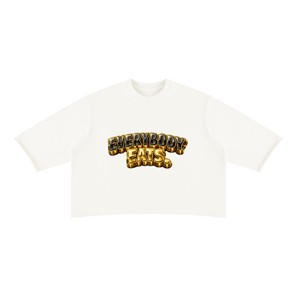 EVERYBODY EATS: CHROME - Unisex Mineral Wash Raw Hem Boxy T-Shirt