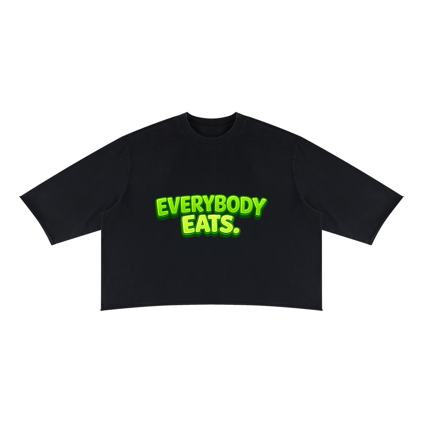 EVERYBODY EATS: GREEN APPLES - Unisex Mineral Wash Raw Hem Boxy T-Shirt