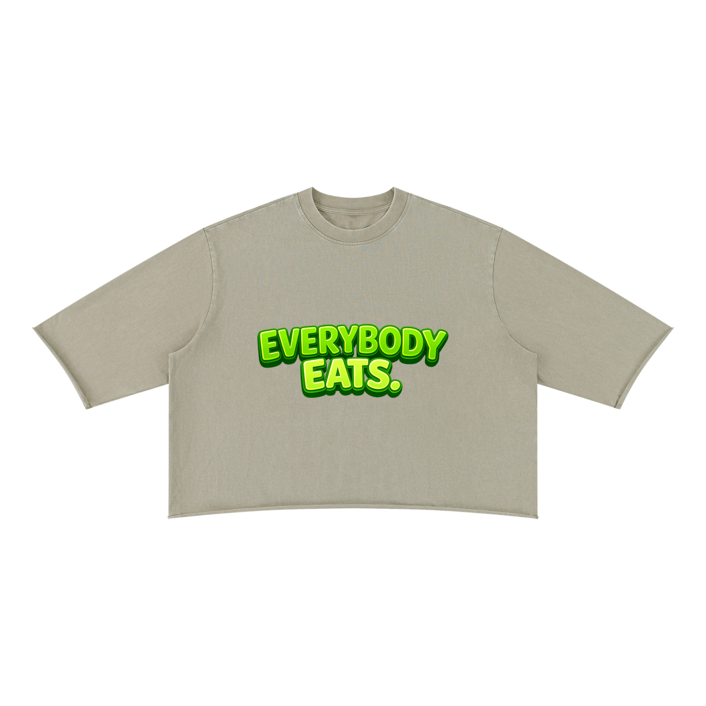 EVERYBODY EATS: LIME - Unisex Mineral Wash Raw Hem Boxy T-Shirt
