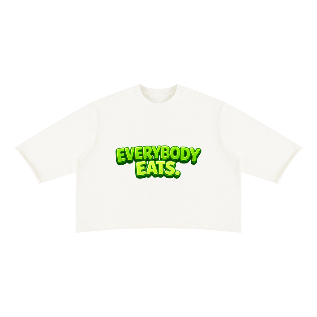 EVERYBODY EATS: LIME - Unisex Mineral Wash Raw Hem Boxy T-Shirt