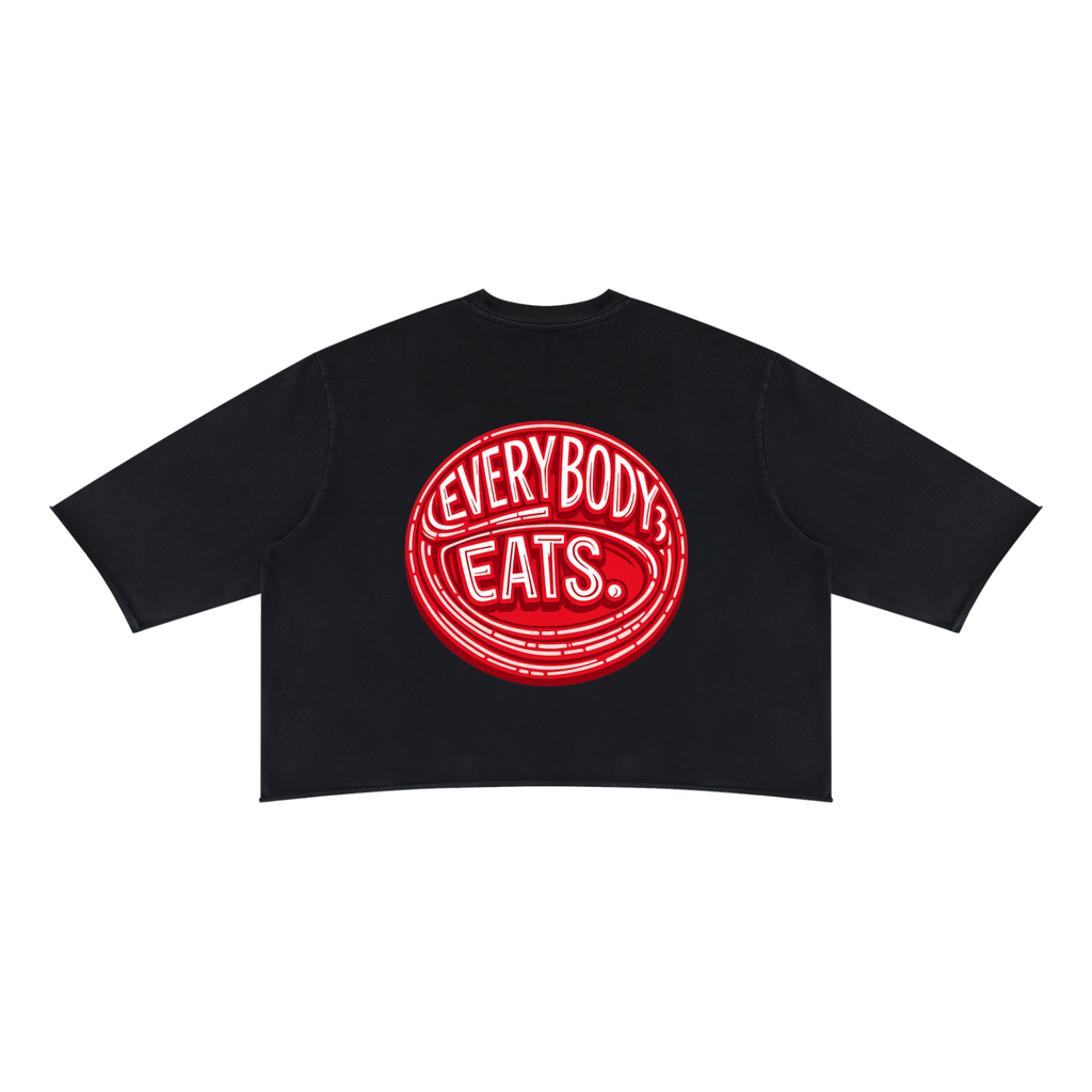 EVERYBODY EATS: MARASCHINO - Unisex Mineral Wash Raw Hem Boxy T-Shirt