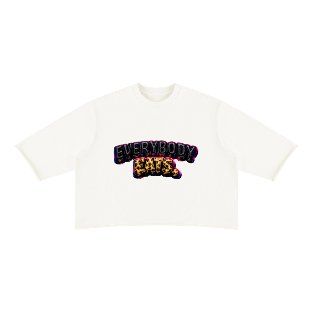 EVERYBODY EATS: LED - Unisex Mineral Wash Raw Hem Boxy T-Shirt