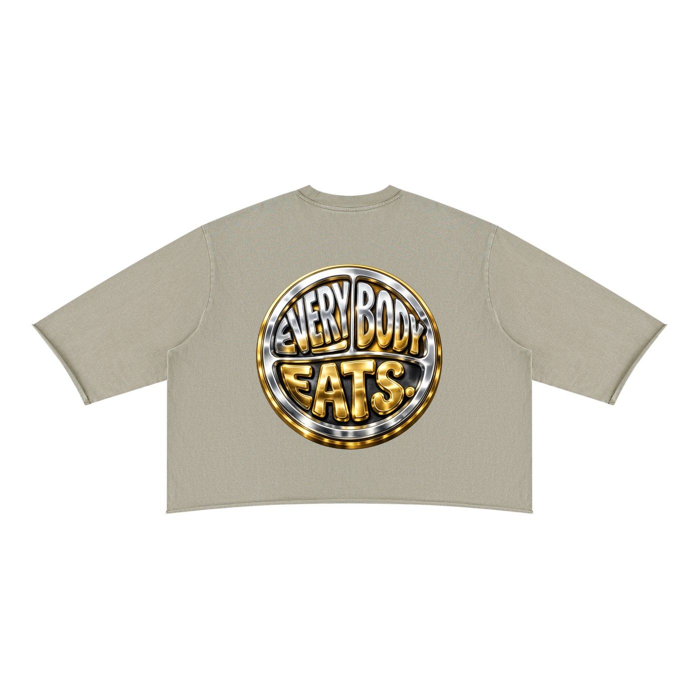 EVERYBODY EATS: CHROME - Unisex Mineral Wash Raw Hem Boxy T-Shirt