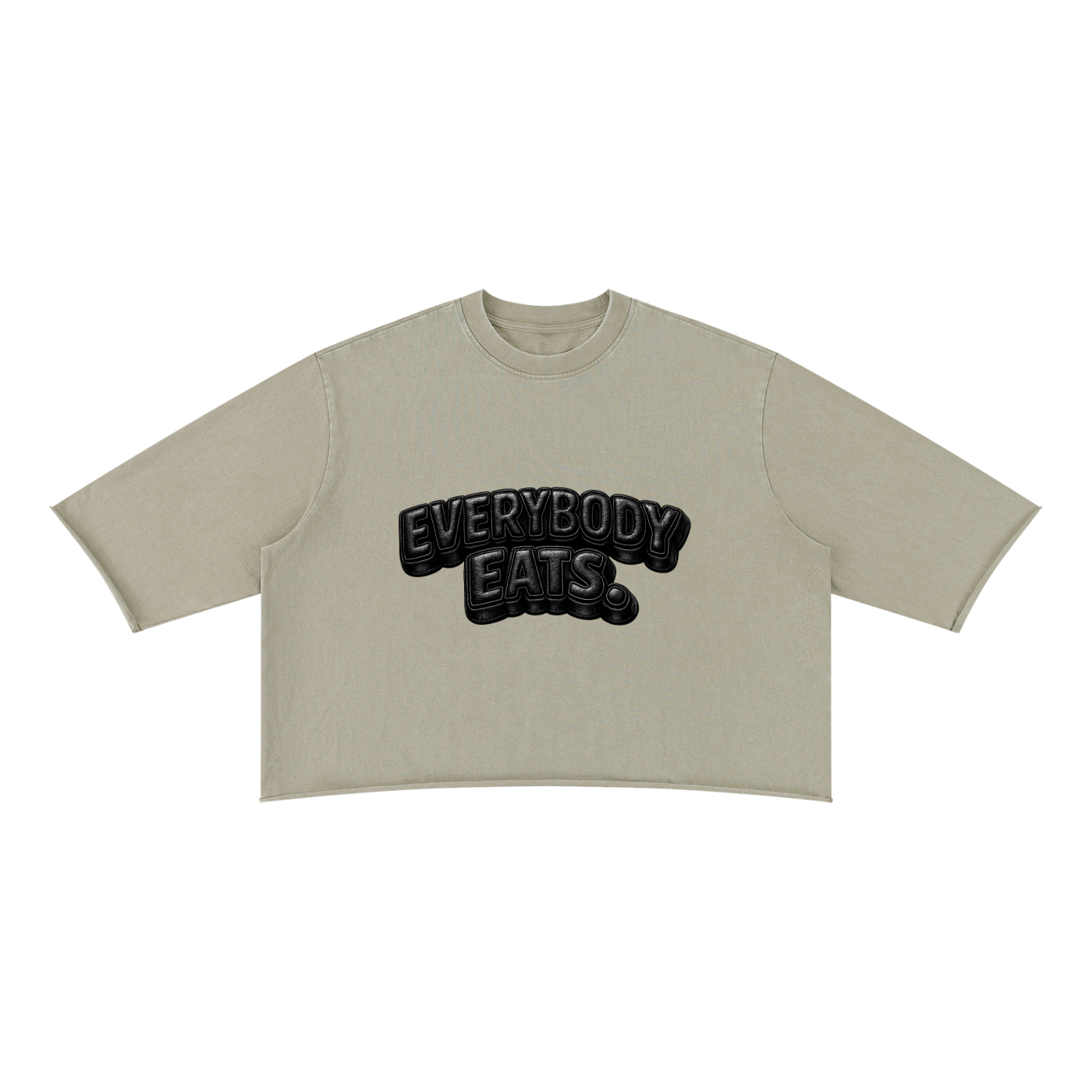 EVERYBODY EATS: LEATHER - Unisex Mineral Wash Raw Hem Boxy T-Shirt