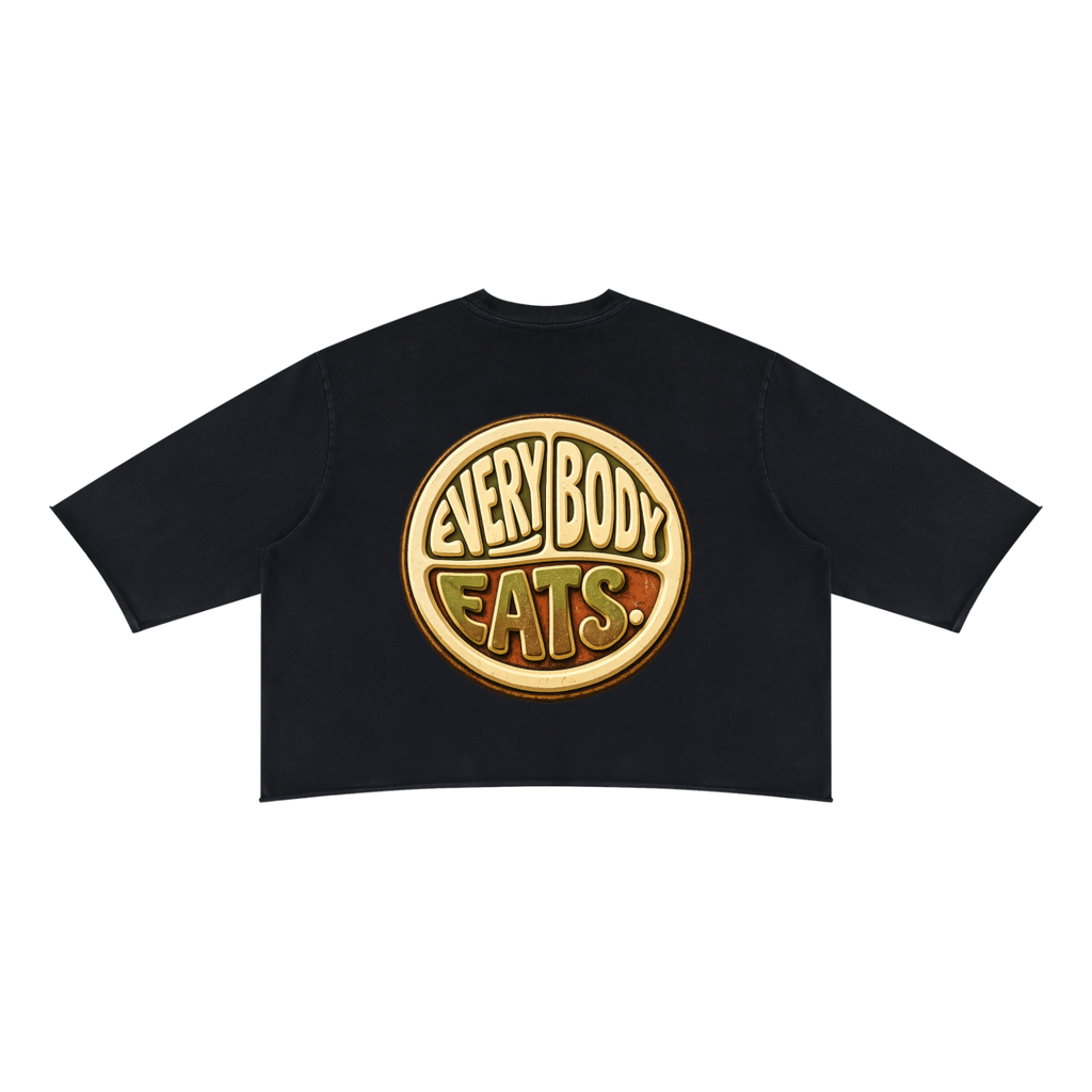 EVERYBODY EATS: PATINA - Unisex Mineral Wash Raw Hem Boxy T-Shirt