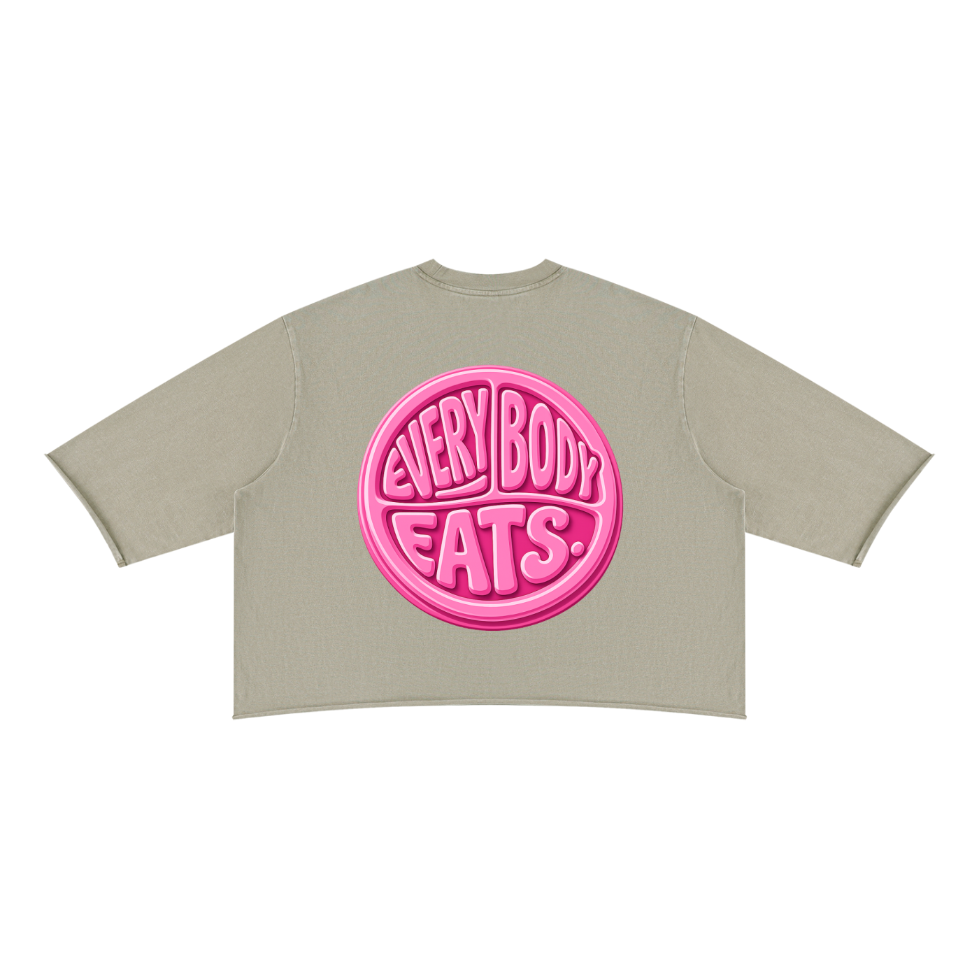 EVERYBODY EATS: BUBBLEGUM - Unisex Mineral Wash Raw Hem Boxy T-Shirt