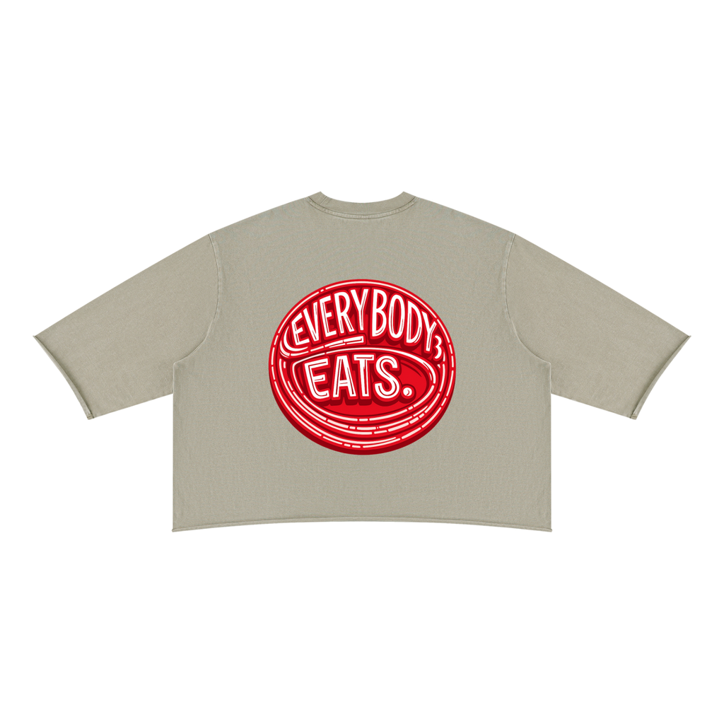 EVERYBODY EATS: MARASCHINO - Unisex Mineral Wash Raw Hem Boxy T-Shirt